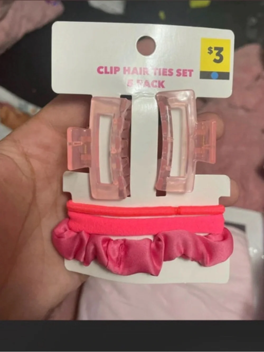 Kids Pink Clip Hair Ties Set - 5 Pack